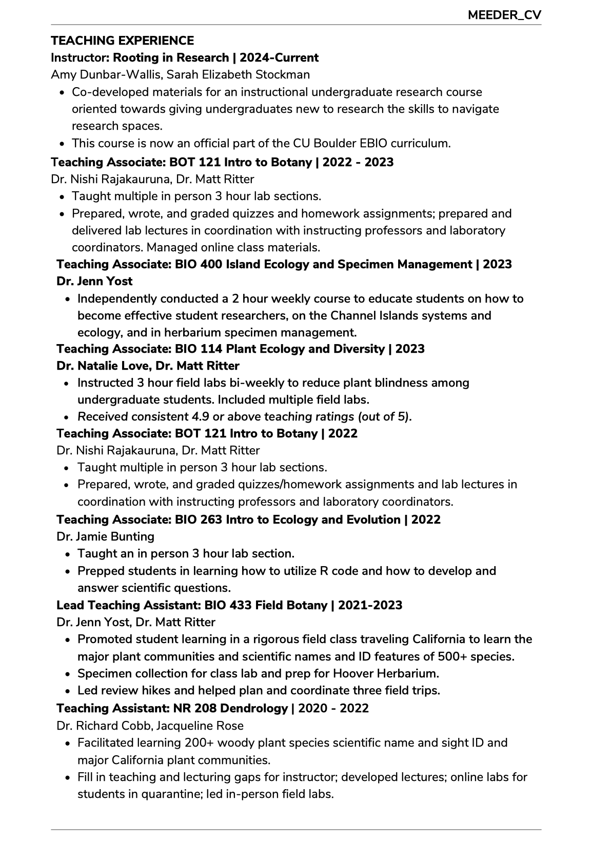 Annie Meeder CV page 5
