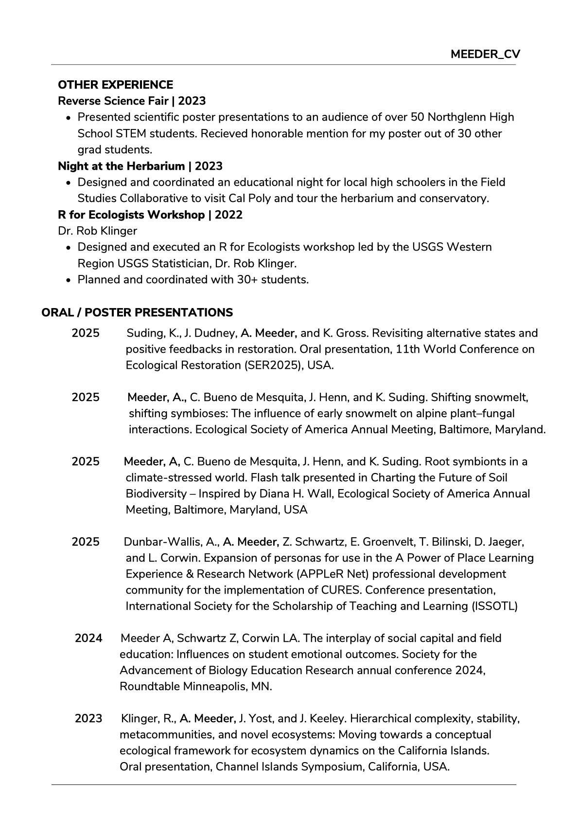 Annie Meeder CV page 6