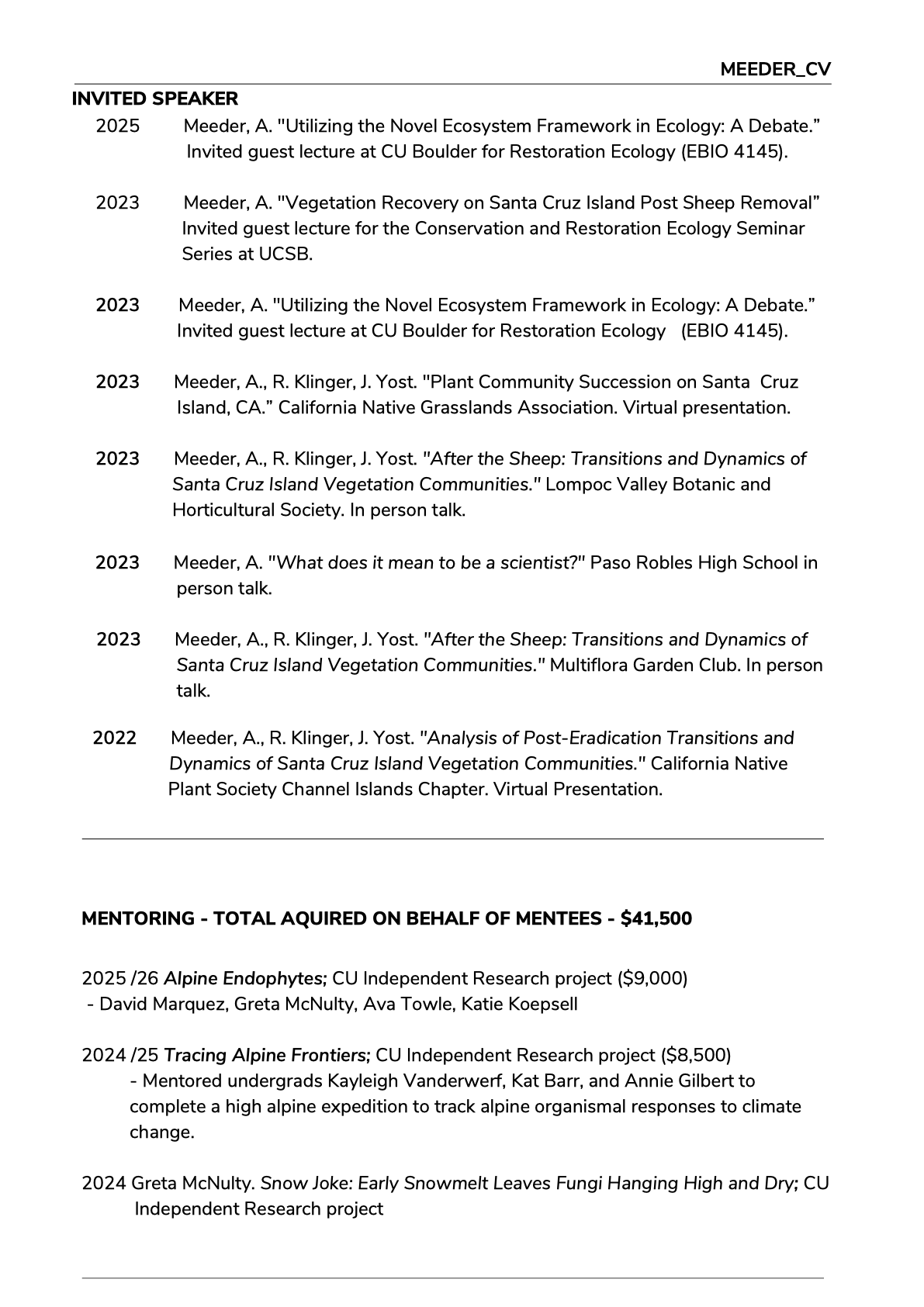 Annie Meeder CV page 8