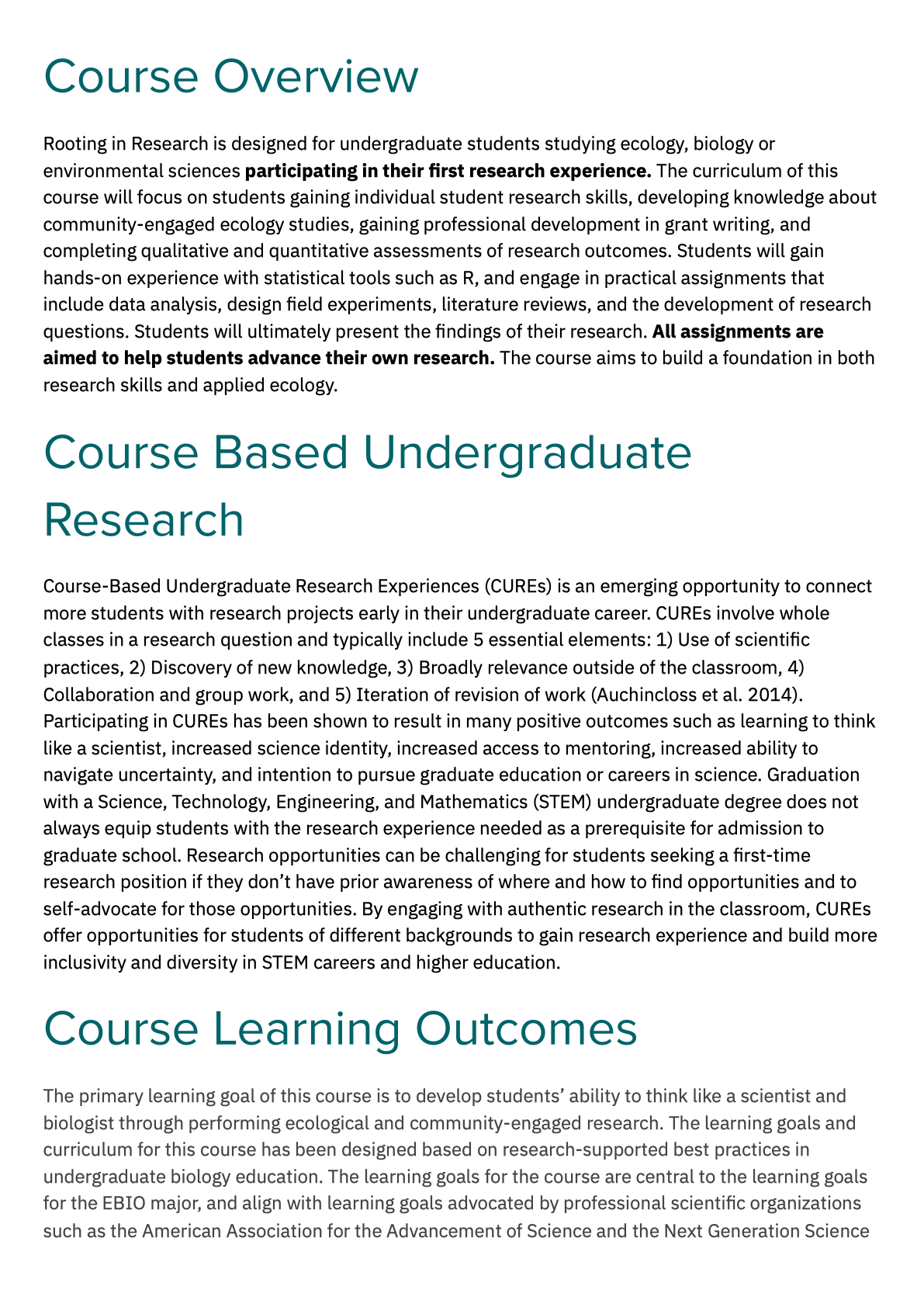 Rooting in Research syllabus page 2